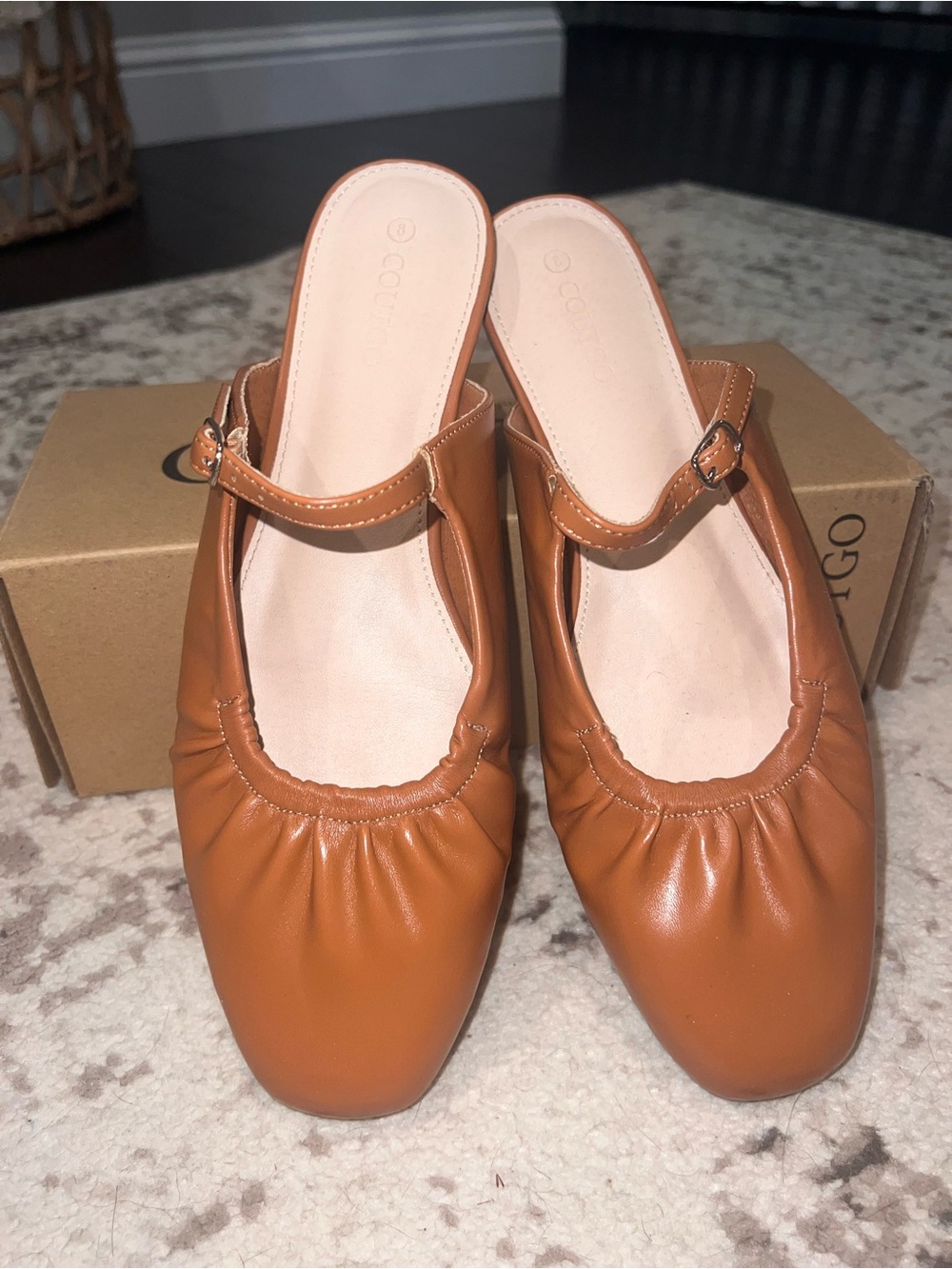 Leather Mary Jane Mule in Tan - Size 8
